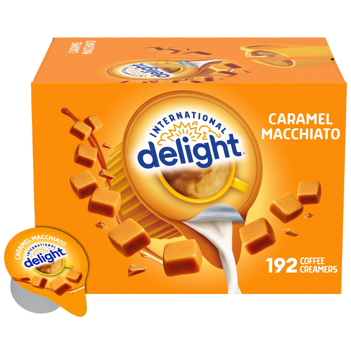 International Delight Liquid Coffee Creamer Singles, Non-Dairy, Caramel Macchiato, 0.44 fl oz, 192 ct
