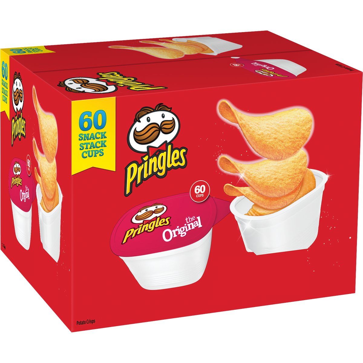 Pringles Potato Crisps Snack Stack Cups, Original, 0.67 oz, 60 ct
