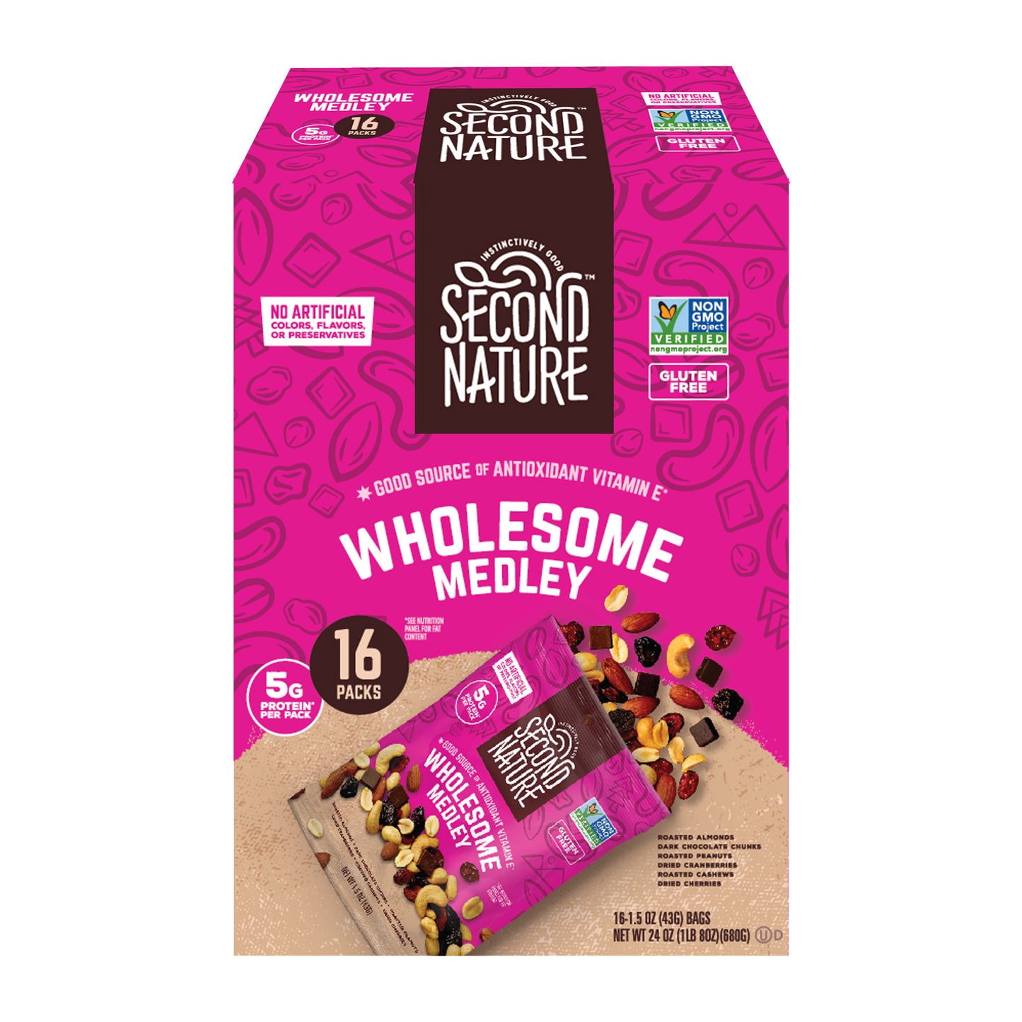 Second Nature Trail Mix, Wholesome Medley, 1.5 oz, 16-count
