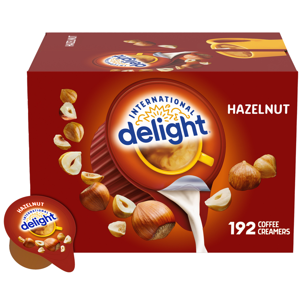 International Delight Liquid Coffee Creamer Singles, Non-Dairy, Hazelnut, 0.44 fl oz, 192 ct