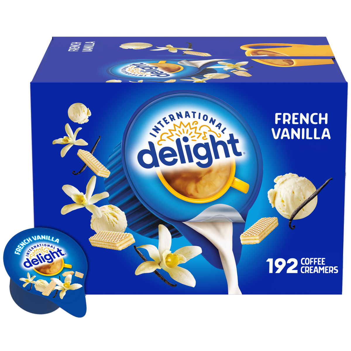 International Delight Liquid Coffee Creamer Singles, Non-Dairy, French Vanilla, 0.44 fl oz, 192 ct