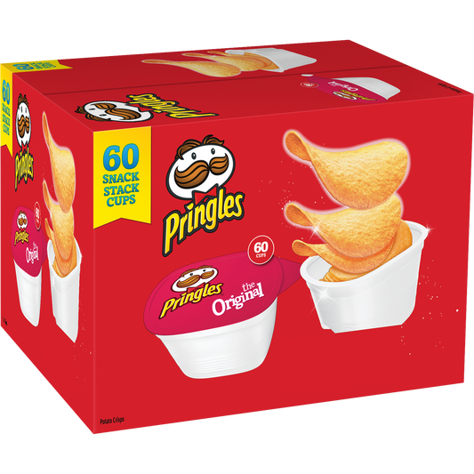 Pringles Potato Crisps Snack Stack Cups, Original, 0.67 oz, 60 ct