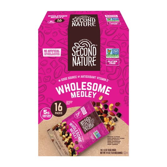 Second Nature Trail Mix, Wholesome Medley, 1.5 oz, 16-count