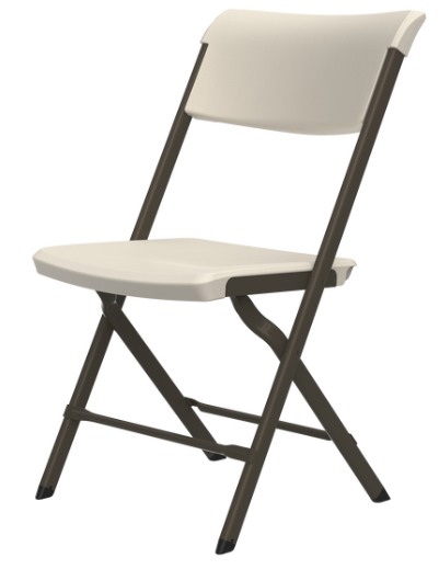 Lifetime Commercial Folding Chair, Bypass Frame, Almond White