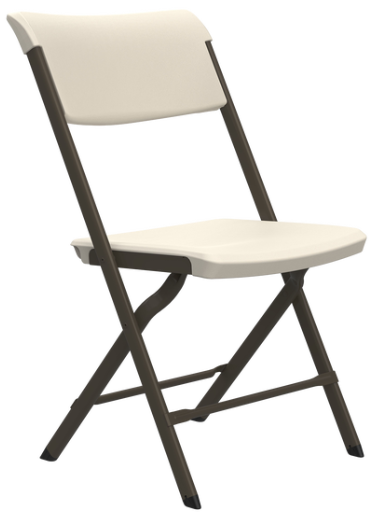 Lifetime Commercial Folding Chair, Bypass Frame, Almond White