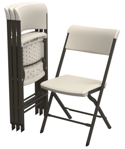 Lifetime Commercial Folding Chair, Bypass Frame, Almond White