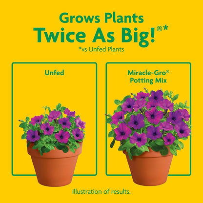 Miracle-Gro 2 Pack Potting Soil Mix for Container Plants, Flowers, Vegetables, Shrubs, Annuals, and Perennials, Feeds for Up to 6 Months, 2 Cu Ft