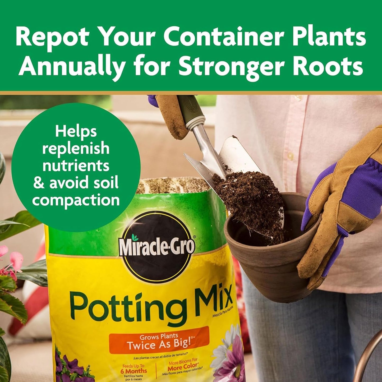 Miracle-Gro 2 Pack Potting Soil Mix for Container Plants, Flowers, Vegetables, Shrubs, Annuals, and Perennials, Feeds for Up to 6 Months, 2 Cu Ft